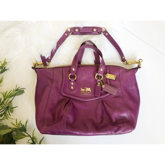 Coach Handbags - Coach Madison Sabrina Plum Purple Leather Satchel Handbag